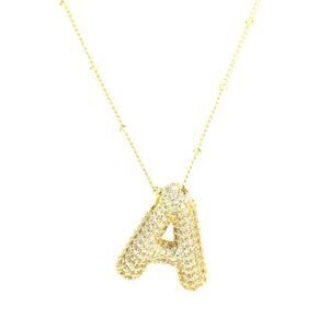 Golden Dainty Bubble Letter 26 A-Z Letter Necklace.